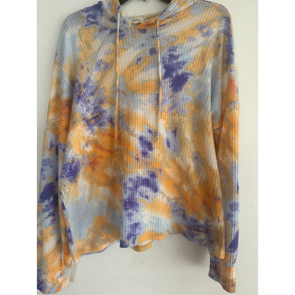 Ava James Tie-Dye Waffle Knit Hoodie Top‎ XL